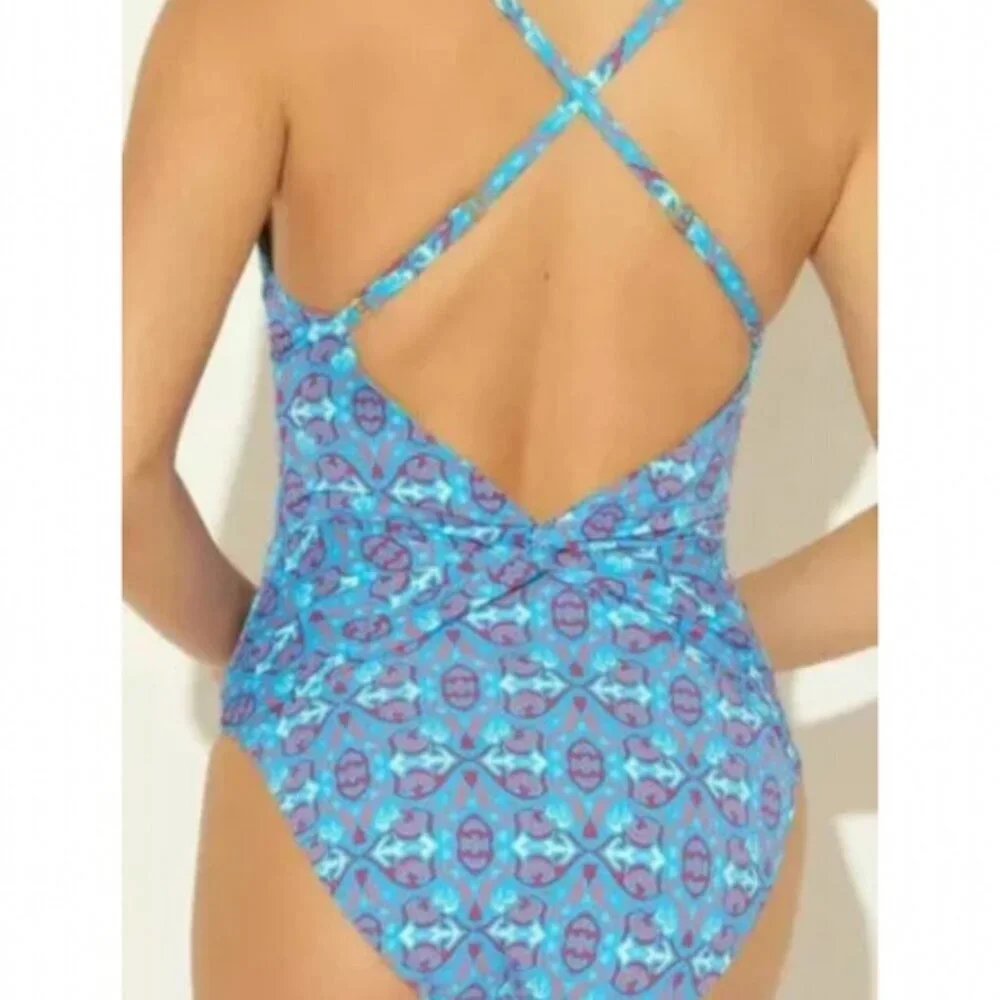Bleu by Rod Beattie St. Tropez Printed Plunge Halter One-Piece Swimsuit - Picture 11 of 11